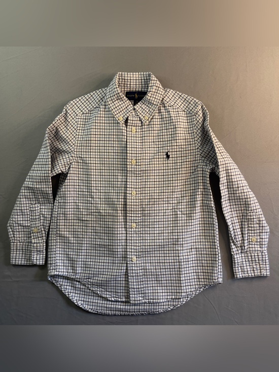 Ralph Lauren Other - Ralph Lauren White and Navy Grid Button-Down Shirt - Kids